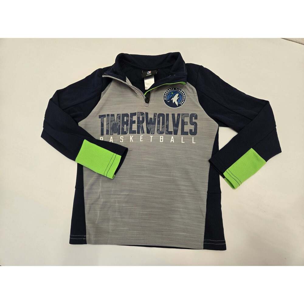 Minnesota Timberwolves Youth Medium 5/6 Quarter Zip Pullover Gray Black NBA Kids